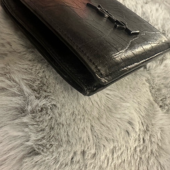 Yves Saint Laurent Black Embossed Leather Card Holder - Picture 12 of 16